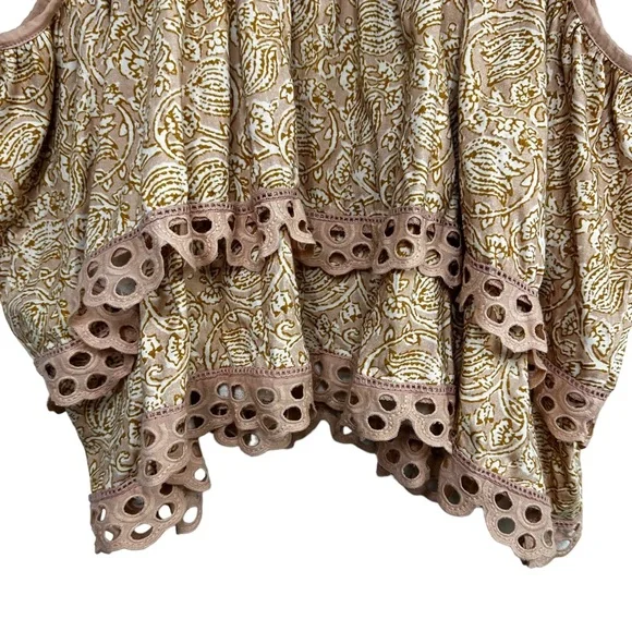 Anthro Let Me Be Eyelet Swing Top Sz XL Sleeveless Tiered Silhouette Boho Dreamy - Picture 9 of 16